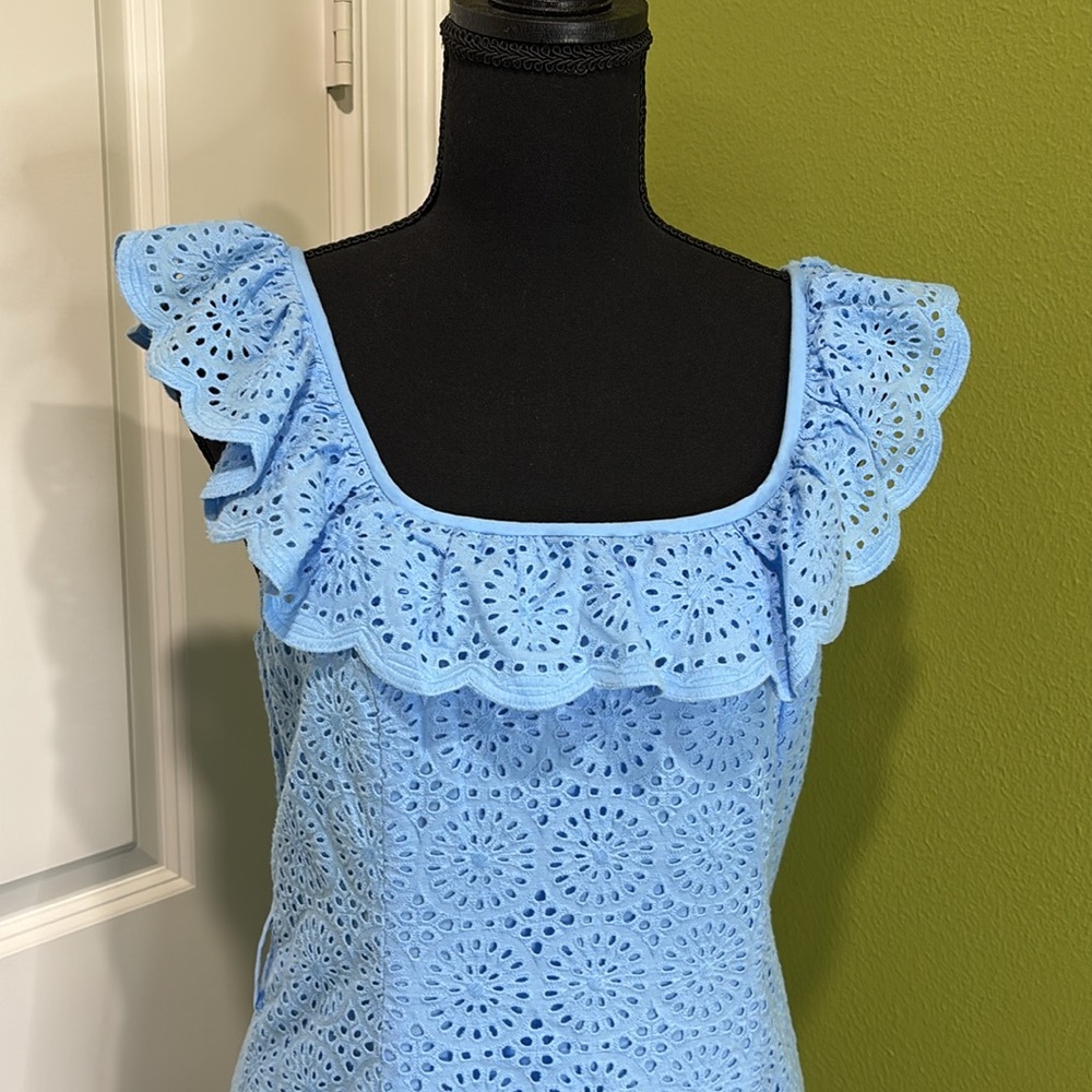 Lilly Pulitzer Ryann Eyelet Shift Dress Frenchie Blue Kaleidoscope NWT S… - Picture 6 of 14